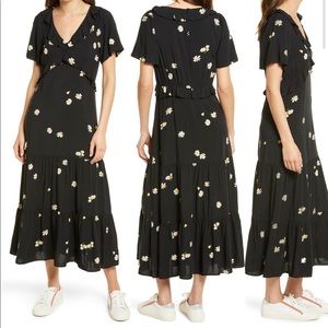 Madewell black daisy midi dress